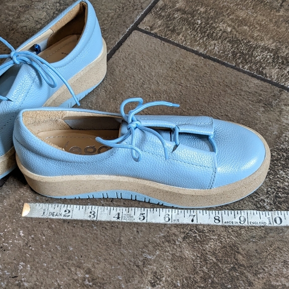 Made In Peru Ego Leather Platform Lace Up Sneaker Shoes Size 5.5/6 Blue - Picture 13 of 15